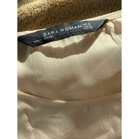 Zara Womens Solid Light Pink Long Sleeve Sheer Top Small - Picture 6 of 7